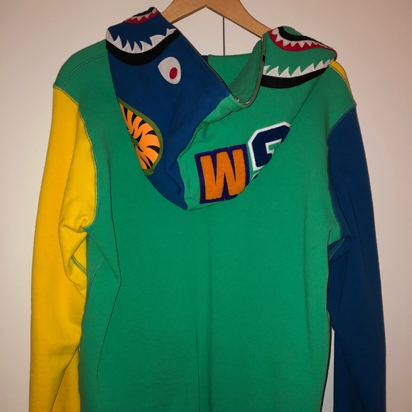 Bape Tops - Bape Shark Zip-Up Hoodie. Yellow/Green/Blue/Grey